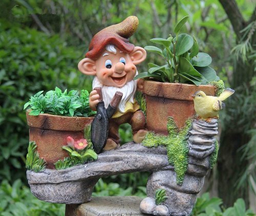 Design xl zwerg mit 2 blumentopf 35 cm hoch deko garten ...