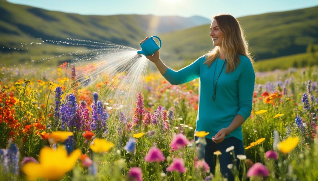 Blumenwiese bewässern