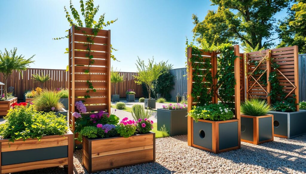 Nachhaltige Pflanzkübel mit Sichtschutz im Garten