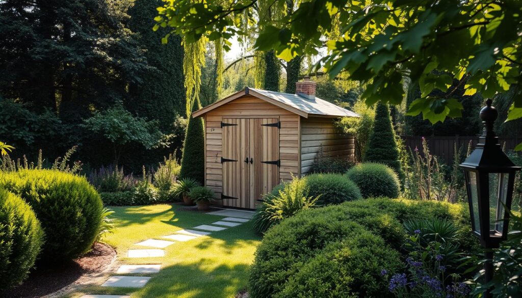 Optimaler Standort im Garten für ein Gerätehaus Optimaler Standort im Garten für ein Gerätehaus