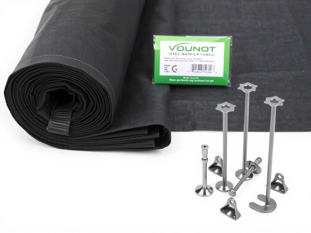 VOUNOT Unkrautfolie mit Erdankern im Set, leicht zu verarbeiten