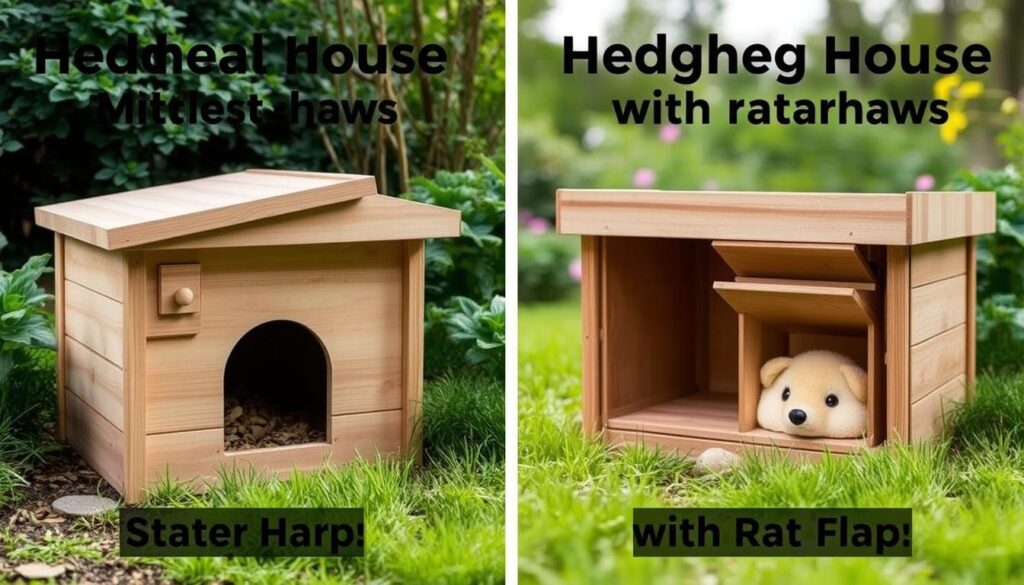 Vergleich zwischen Standard-Igelhaus und Igelhaus mit Rattenklappe
