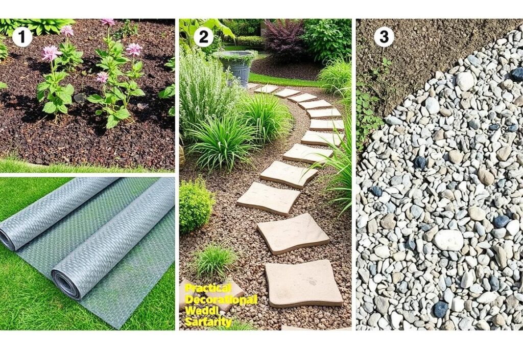 Verschiedene Anwendungsbereiche für Unkrautfolie im Garten: Beete, Wege und unter Kies