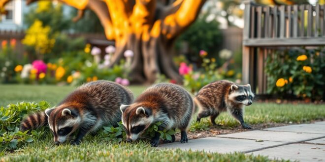 waschbären im garten